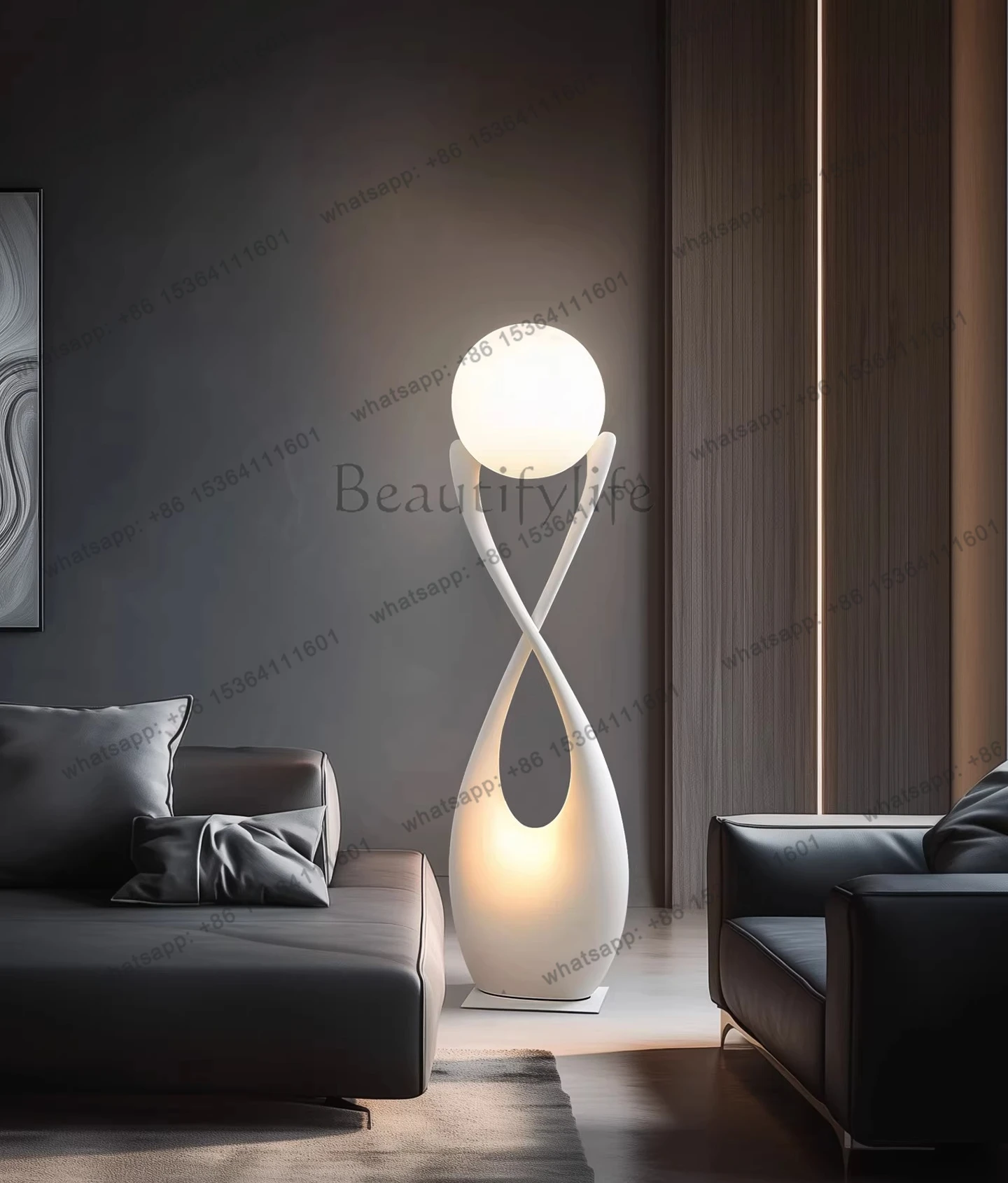 Nordic style creative art solid wood high-end living room bedroom modern minimalist spherical atmosphere decoration