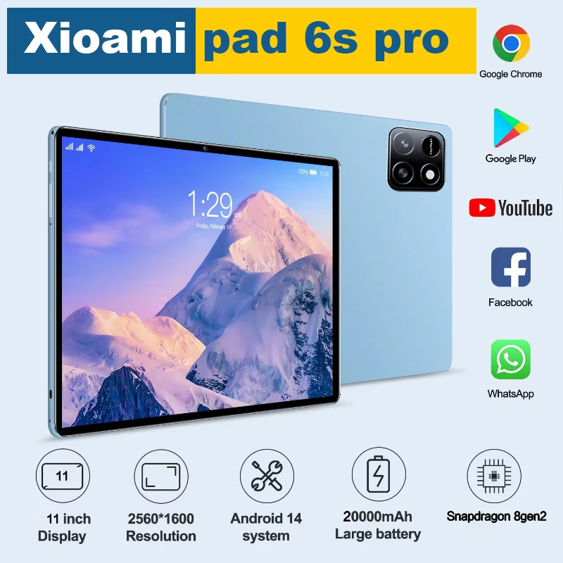 Global Version Original Pad 6S Pro Tablet 11inch  HD 4K Snapdragon 8gen2  Android 14 22GB+2TB 5G Dual SIM Bluetooth WiFi GPS