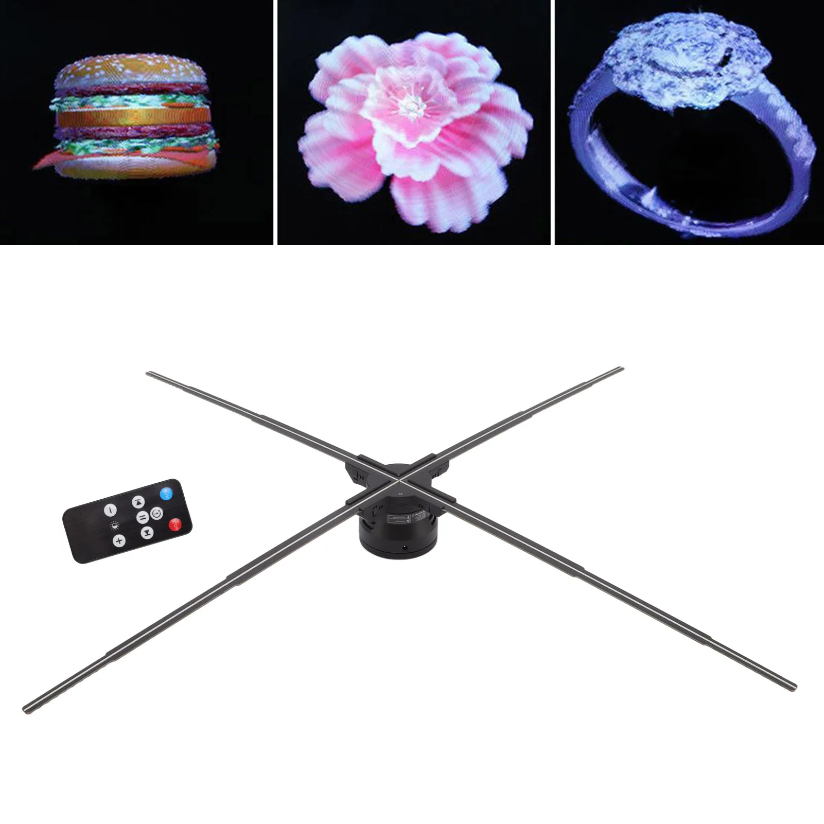 

Holographic Advertising Projector 3D 4 Leaf Fan Advertising Display for Exhibition Stores Shopping Malls Fan Advertising Display