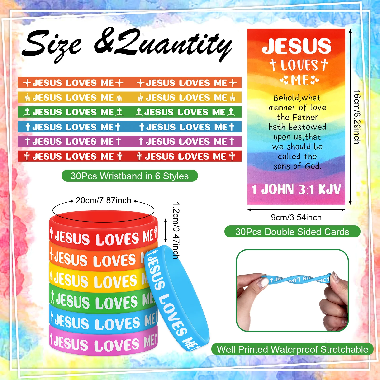 30 Sets Jesus Loves Me Wristbands Silicone Bracelets Christian Bracelet Bulk Colorful Religious Rubber Wristbands With Inspirati