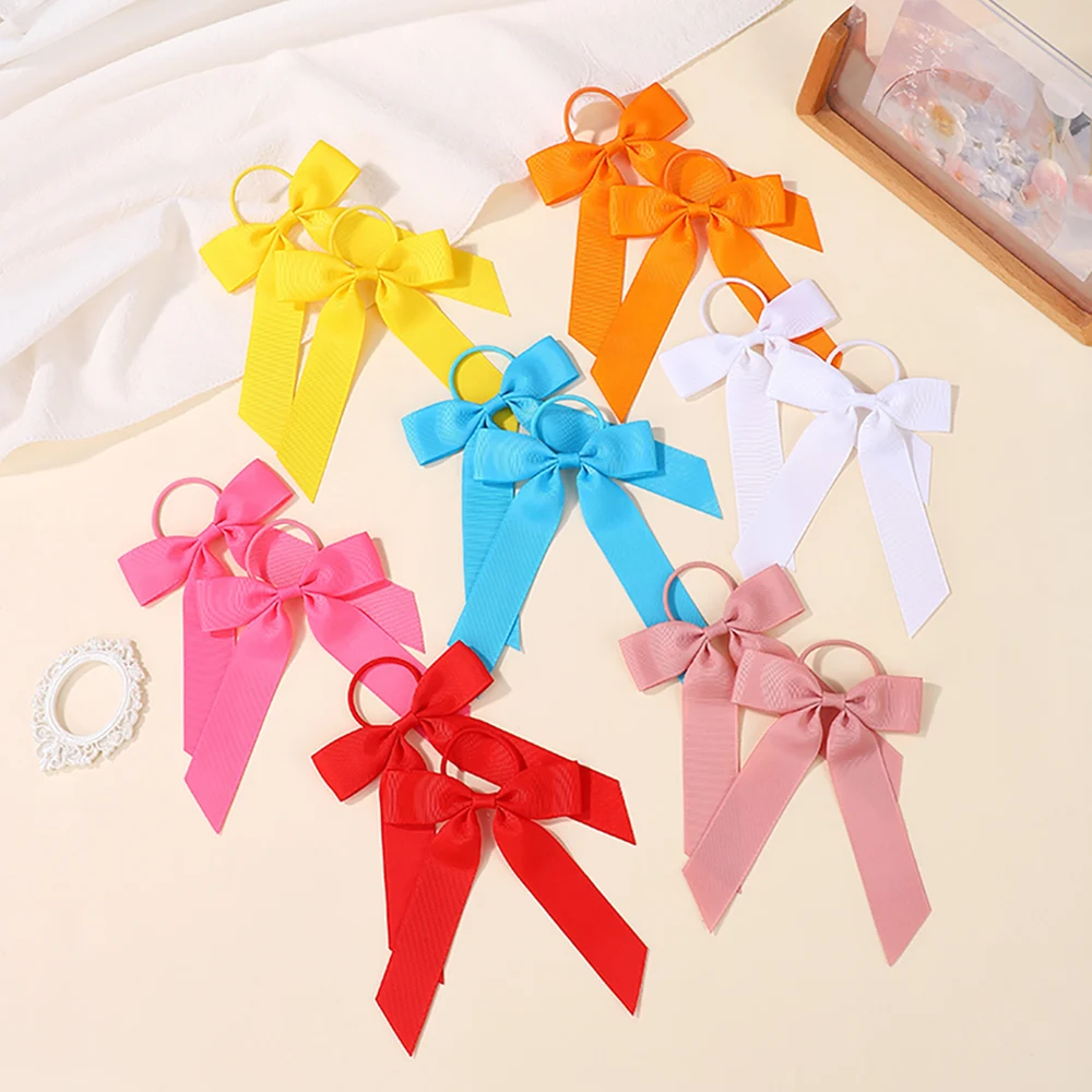 Lazos de bebé 20 unids/lote, lazos dulces para niñas, cuerda para el cabello, banda de goma, lazo, diadema elegante con cola de caballo, conjunto de regalo, vestido de pelo sólido