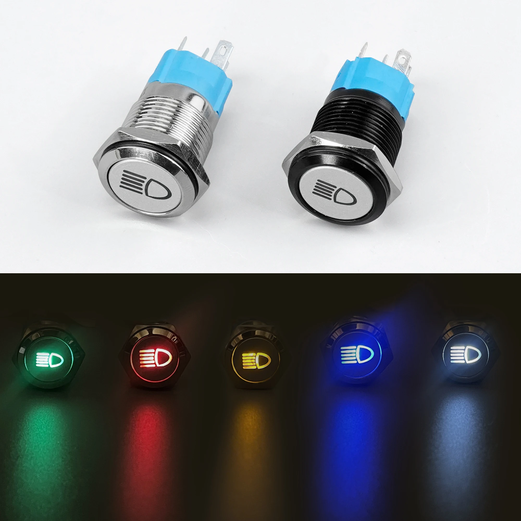 16mm LED Indicator Light Lamp Dash Panel Warning Light Metal Push Button Switch Momentary Latching On Off For Car