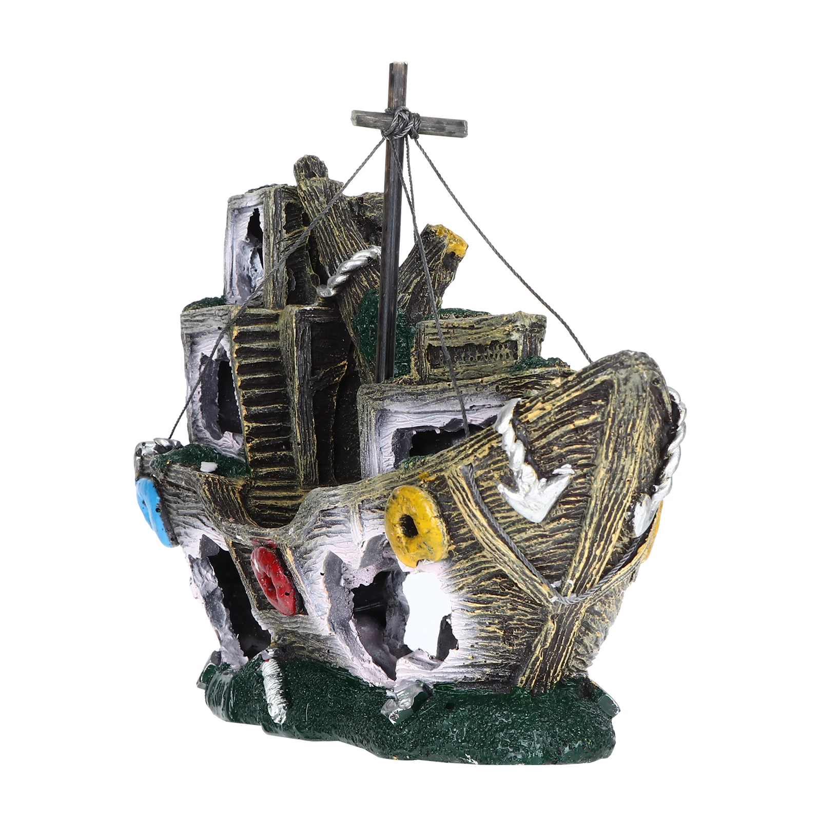 

Resin Sunken Ship nament for Fish Tank Decor Aquarium L scape Adornment Underwater Wreck Scene Non Fading Lifelike Details