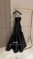 Lorrtta-Robe de Soirée Sirène en Satin avec Fleurs 3D pour Femme, Robe de Bal Noire, Happy Sharon, 2024