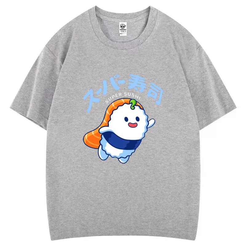 Śliczne śpiące Sushi Cartoon graficzne koszulki Kawaii kobiety Hipster estetyka topy z nadrukami kreatywna popularna moda uliczna koszulka casual