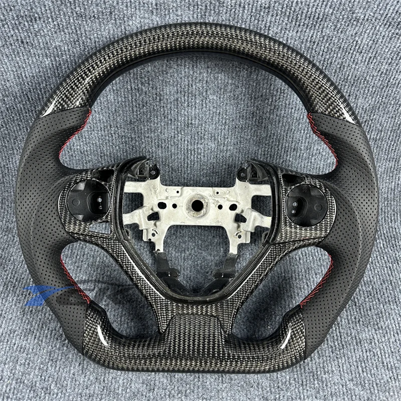 

Черный кожаный руль из углеродного волокна на заказ для 2012-2013 2014 2015, автомобильные аксессуары H-onda C-ivic