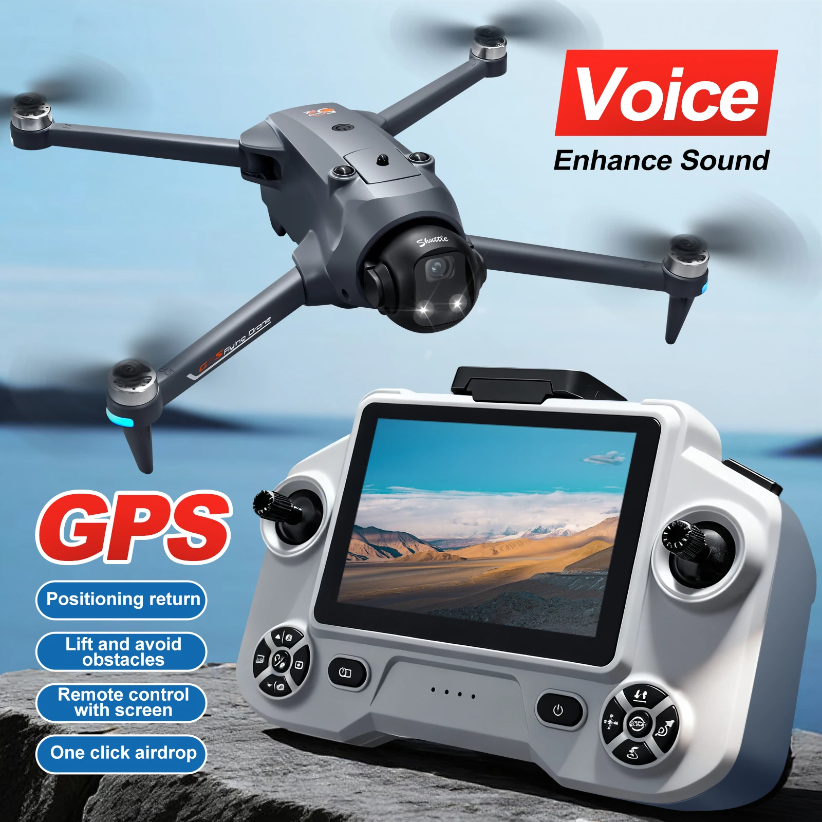 5G GPS RC Drone Professional 180° Rotatoing HD Camera Brushless UAV Remote Control with Screen Airdrop WIFI FPV Quadcopter YL059