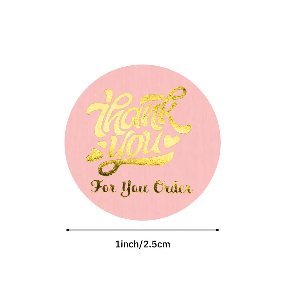 50-500pcs Laser Thank You Stickers For Gift Package Sealing Pink Labels Sticker Round Adhesive Stationery Sticker