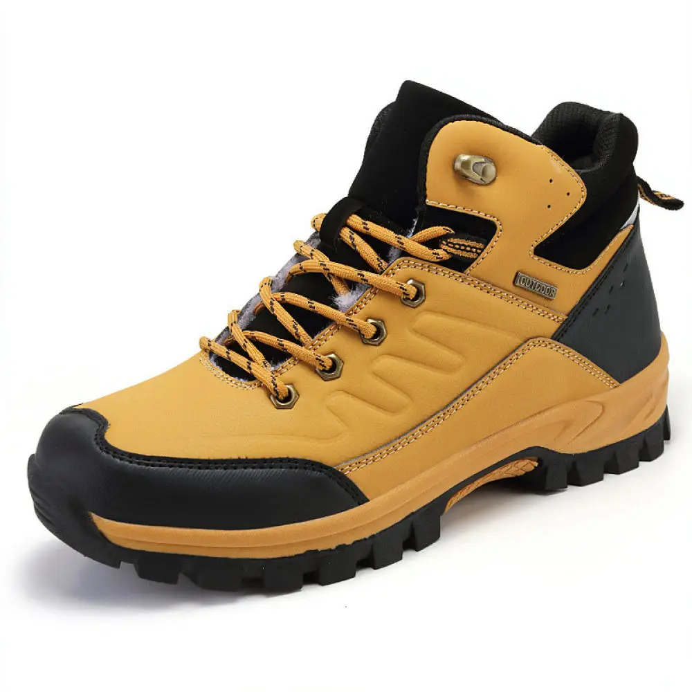 Botas de nieve para hombre, de caña alta, con forro de felpa y algodón, ideales para actividades al aire libre y senderismo. Botas de tobillo informales, estables y con suela antideslizante.