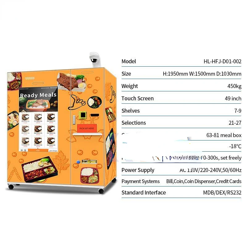 Bread Soup Heating Vending Machine Delicious Food Heating Hamburger Cash Coin And Card Reader On The Machine