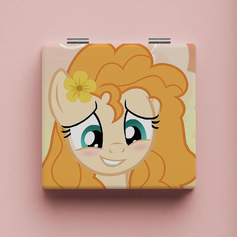 Kawaii My Little Pony Makeup Mirror Fluttershy Apple Jack Cartoon Anime Folding Double Sided Mirror Portable Mini Gift Kids Toy