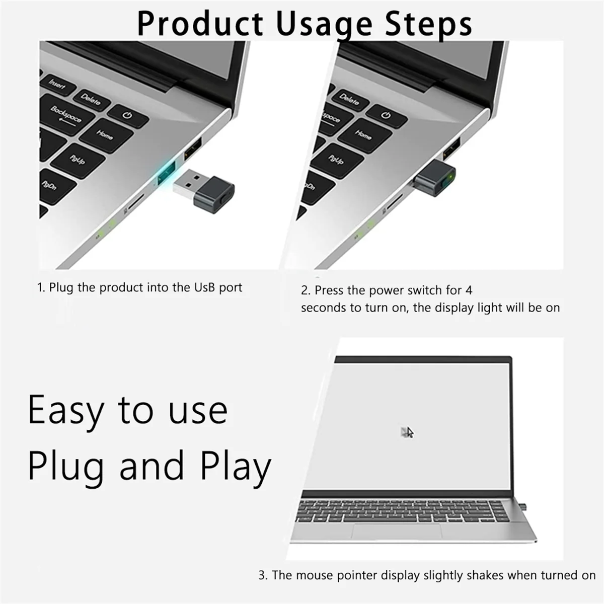 Mini Muis Jiggler Aan/Uit Knop Usb Muis Beweging Simulator Voor Kantoor Automatische Niet-Detecteerbare Muis Jiggler Zilver