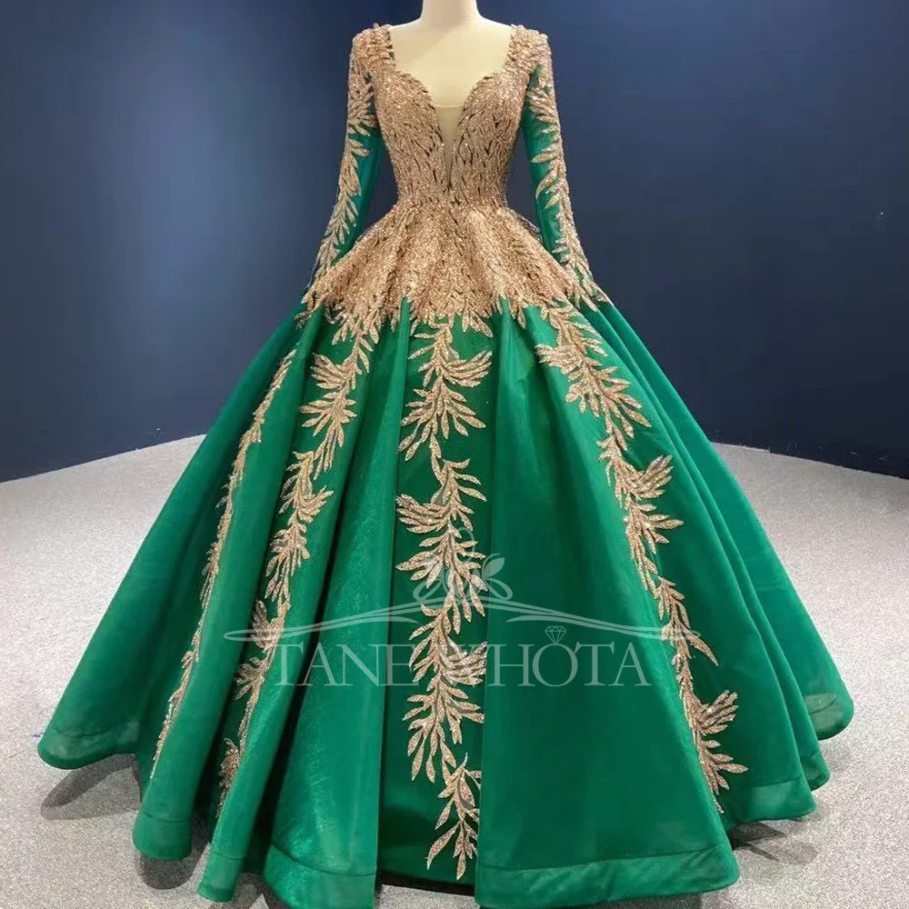 

Luxury 2025 Abendkleid Long Sleeve Sweetheart Evening Dress With Lace Up Back And Sequined Dark Green For Special Occasions