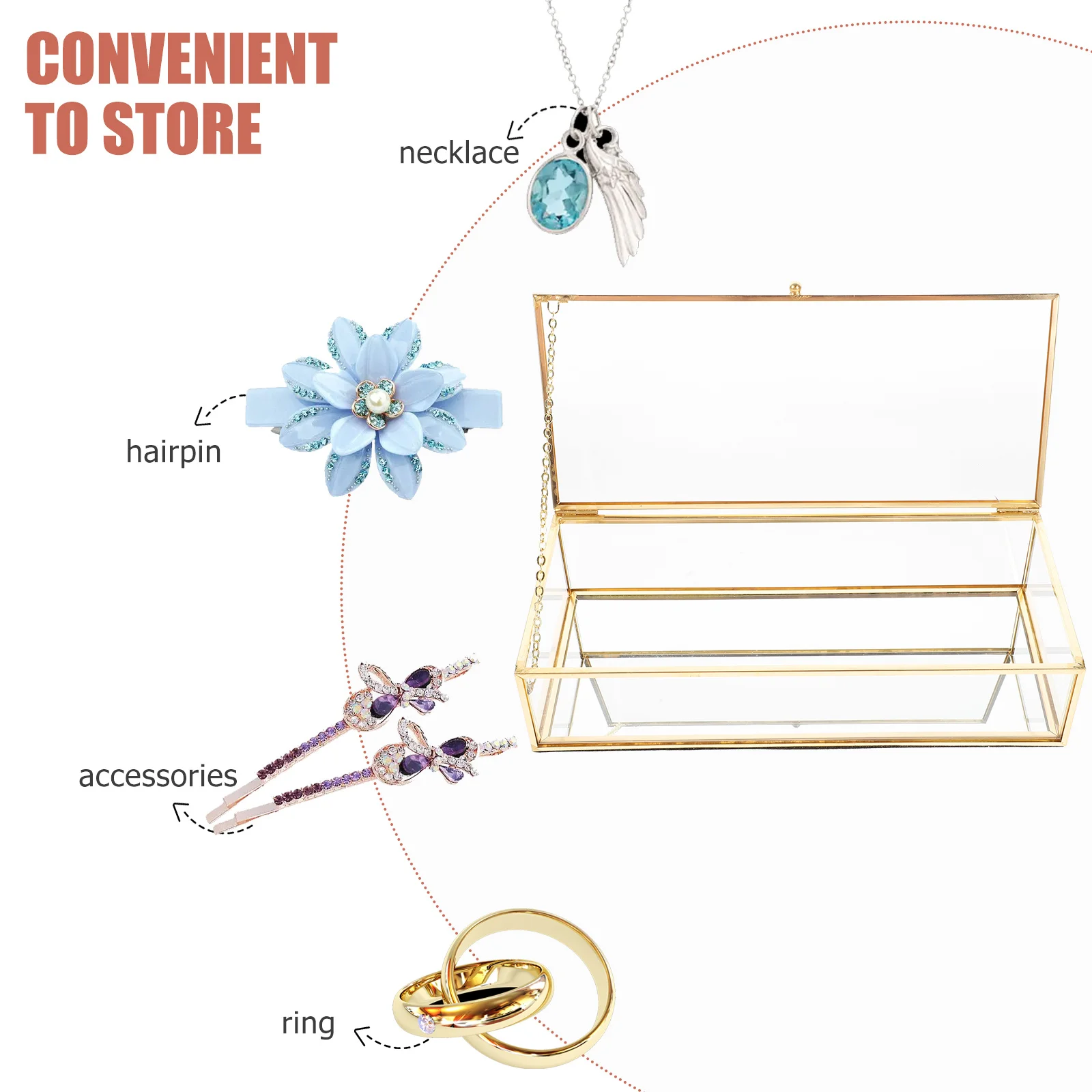 

Exquisite Craftsmanship Glass Jewelry Holder for Necklaces Bracelets Earrings Small Tools Storage Vintage Style