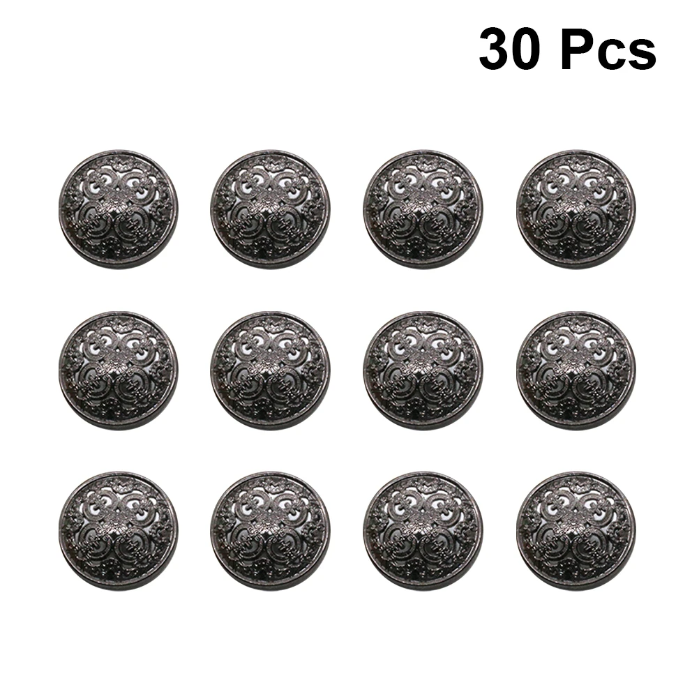 

30Pcs 20Mm Black Metal Button Hollow Out Sewing Fasteners for DIY Clothes Jacket Coat Jeans Windbreaker Backpacks Craft Projects