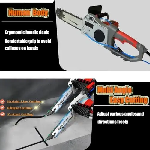 Handheld Electric Concrete Chain Saw 350W Diamond Wall Cutter Water Fed System for Dust Free Granite Reinforced Concrete Cutting