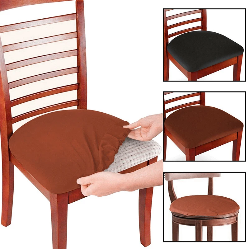 1PC Stretch Elastic Dining Room Chair Seat Covers Seat Protector Removable Washable Chair Seat Cushion Slipcover