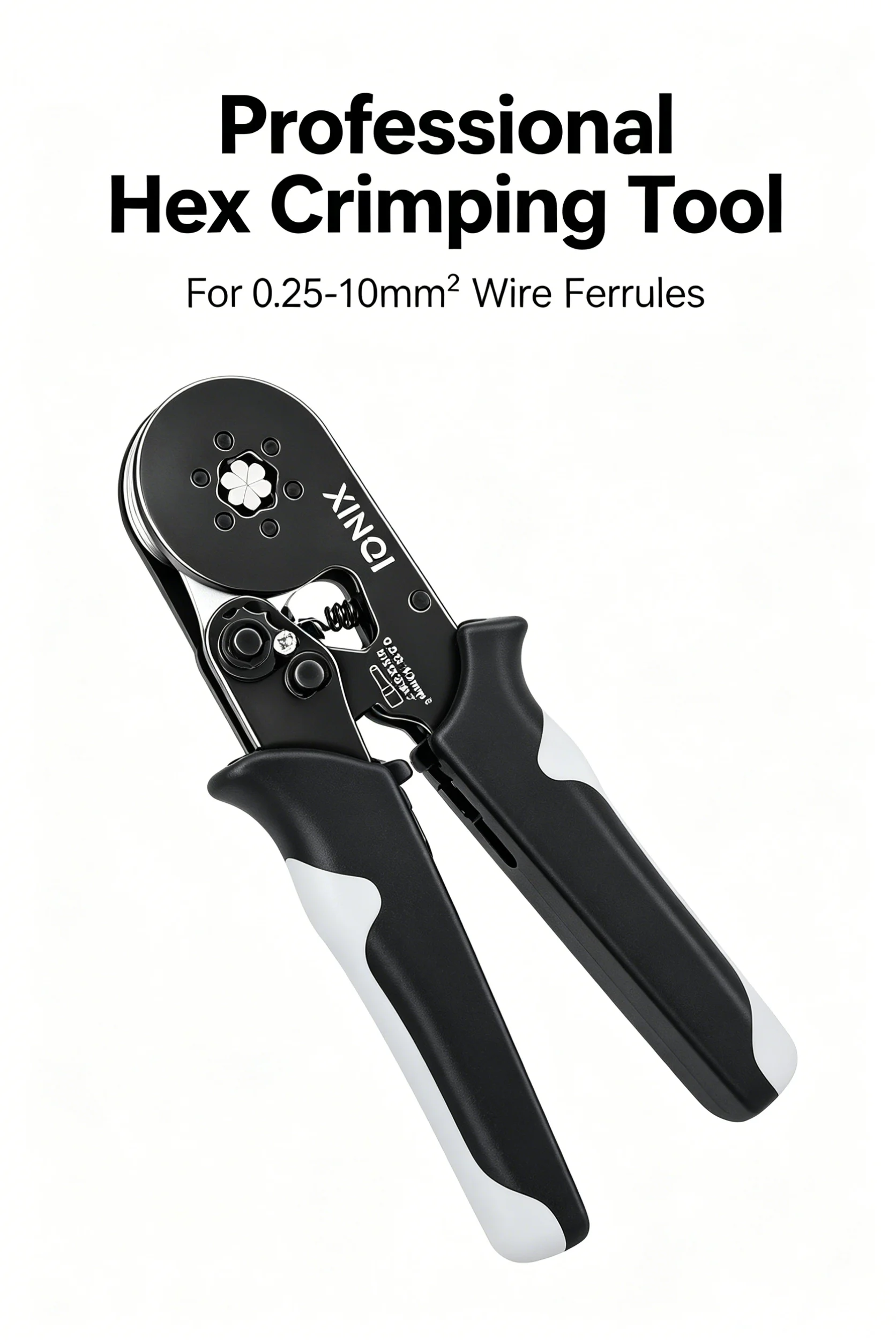Hexagon Wire Terminal Ferrule Crimping Tool, HSC8 10-6A Self-Adjusting Ratchet Crimping pliers, Electrician Tools for AWG 23-7