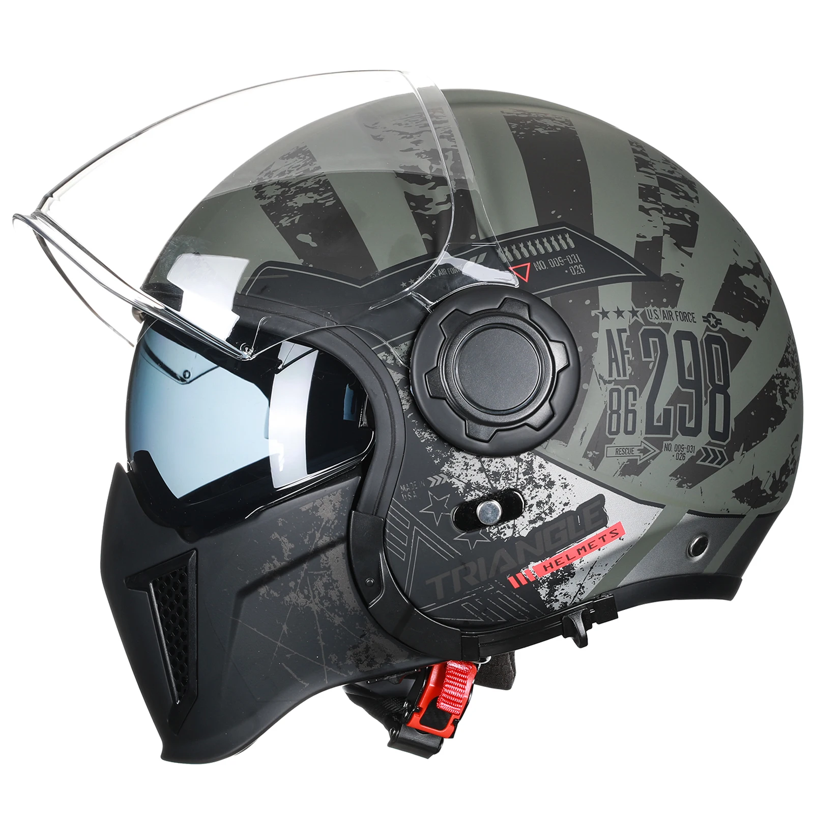 Modularer Motorradhelm mit Doppelvisier, Retro-Klapphelm, offener Helm für Erwachsene, Elektroroller-Helm für Männer und Frauen, Größe S M L XL XXL