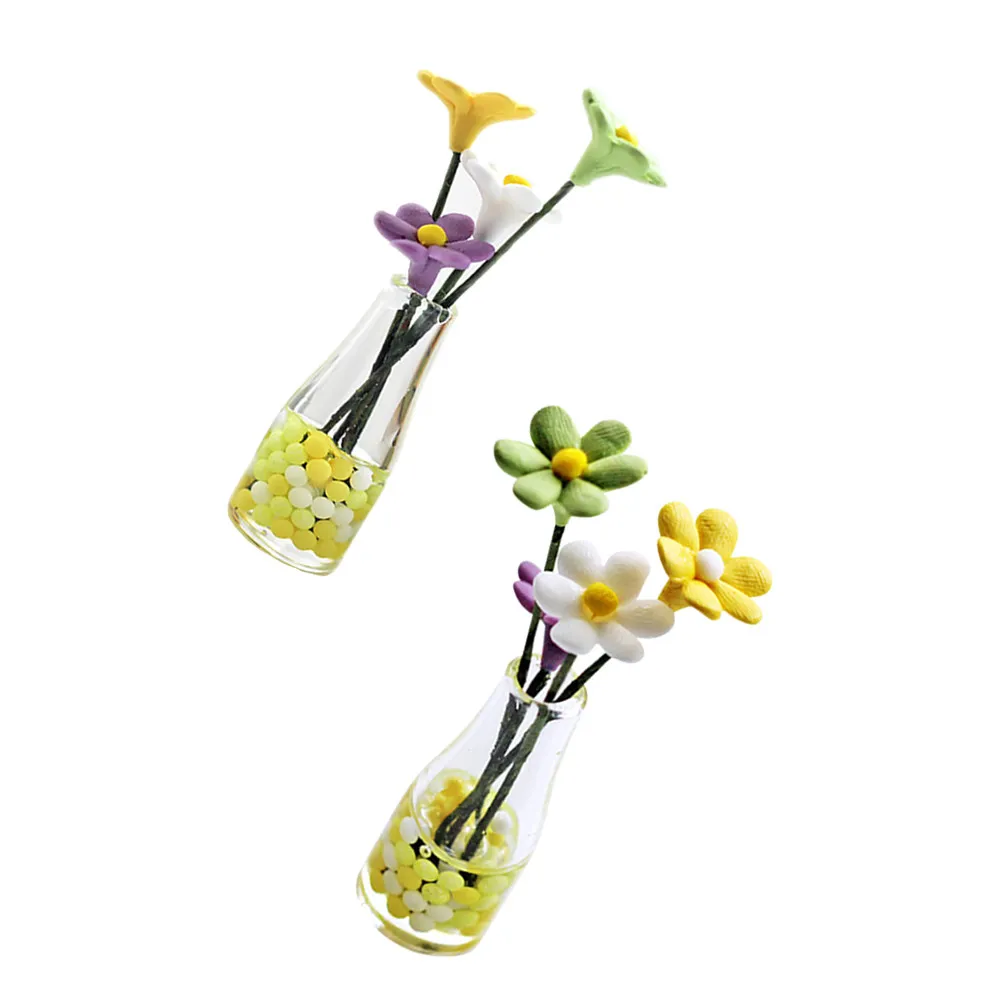 

2Pcs Miniature Flower Pots Daisy Insertions Realistic Craftsmanship Micro Landscape Decoration Photography Prop DIY Handicraft