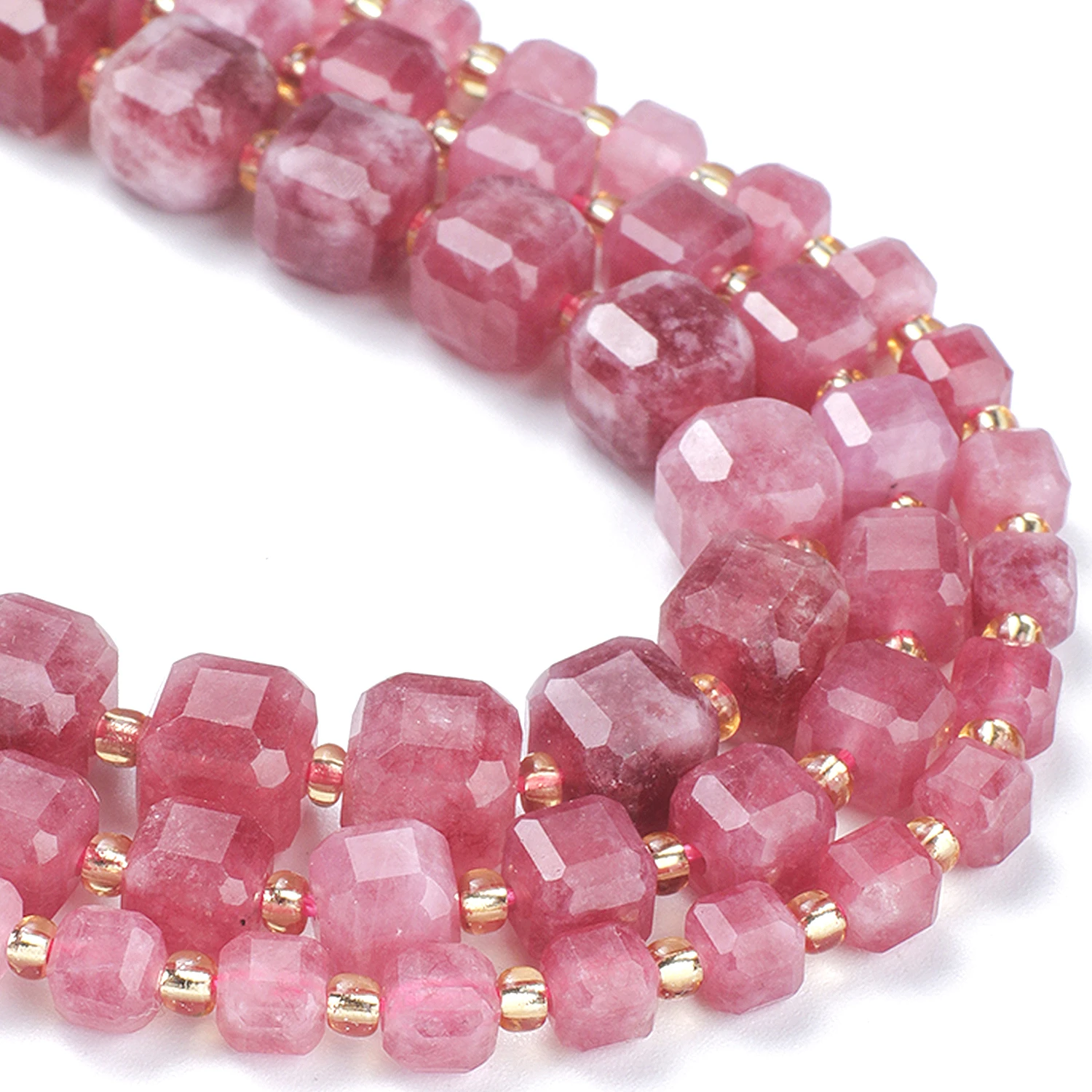 Wholesale Pink Tourmaline Jade Stone Beads Faceted Square Cube Beads for Jewelry Making Diy Bracelet Beading Accessory