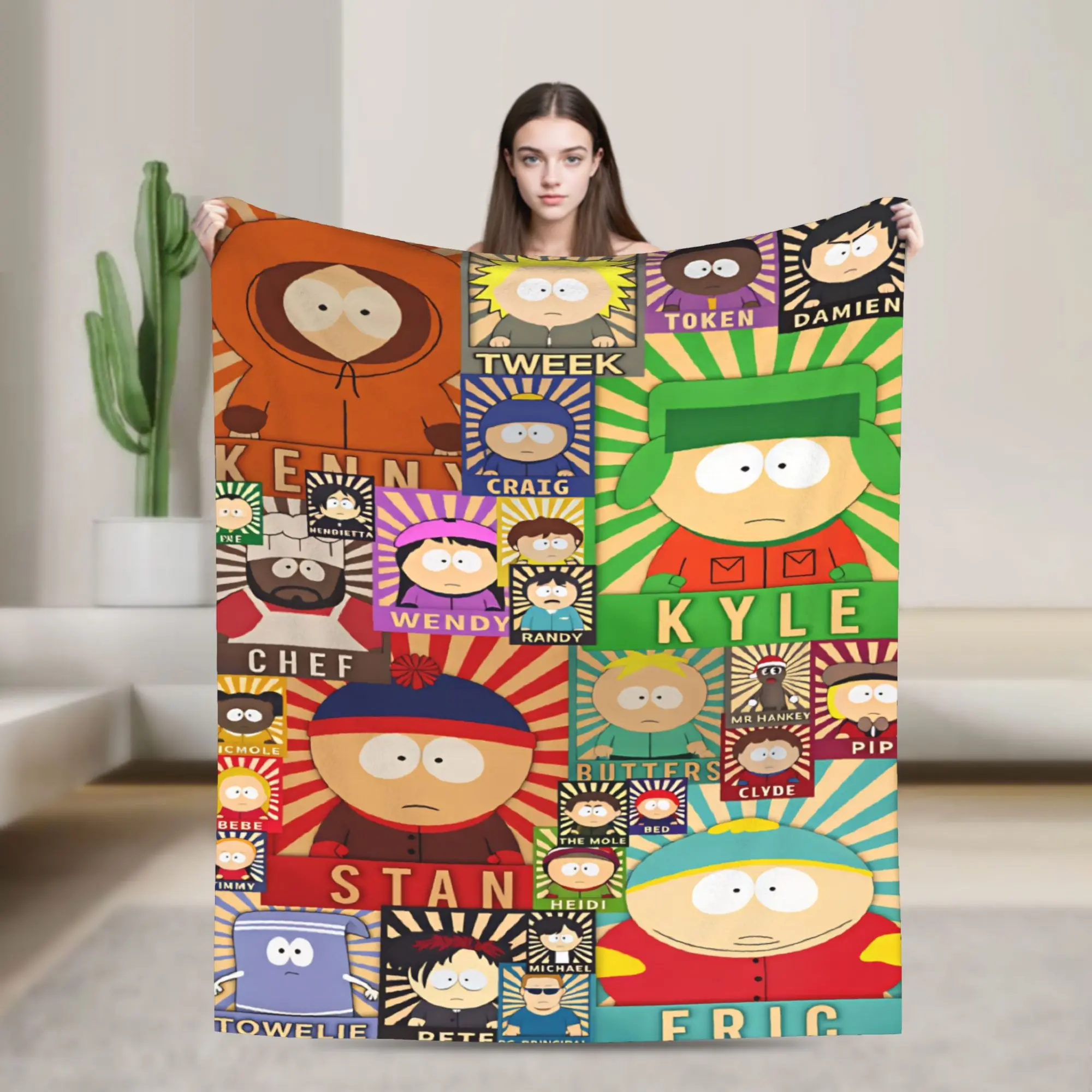S-south Anime P-park  Blanket  Camping Flannel Throw Blanket For Couch Bed Super Warm Customized Quality Bedspread Gift