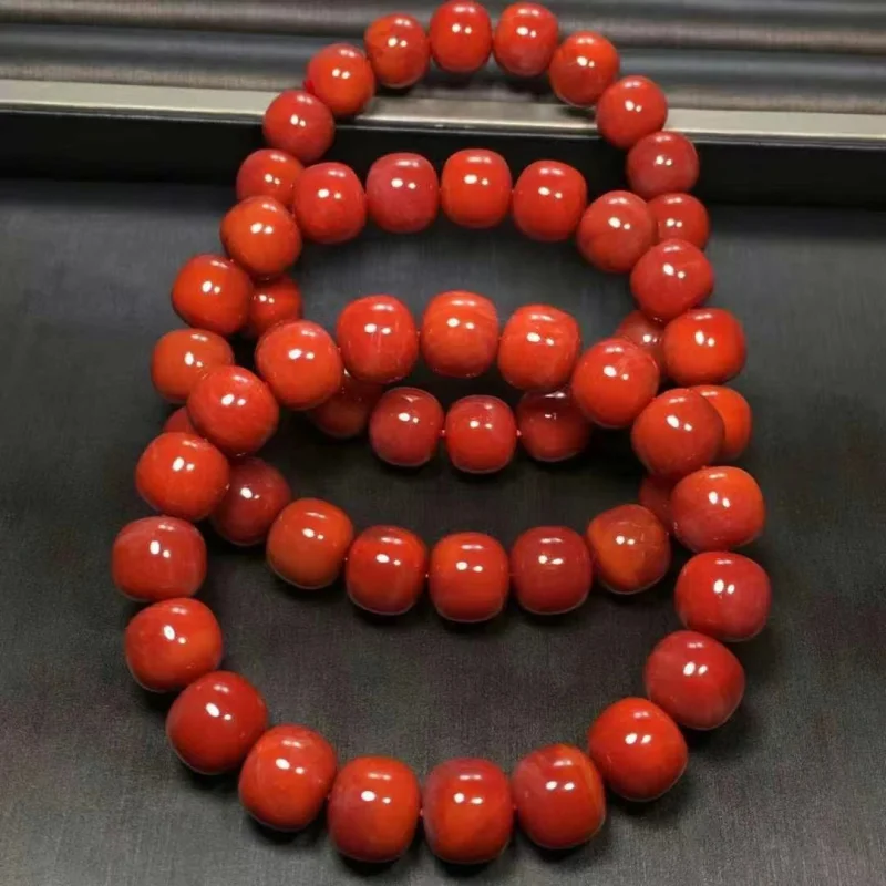 

Factory Natural Liangshan South Red Waxi Material Old-Styled Bead Single Ring Bracelet Color Rosy Men's and Women's Br