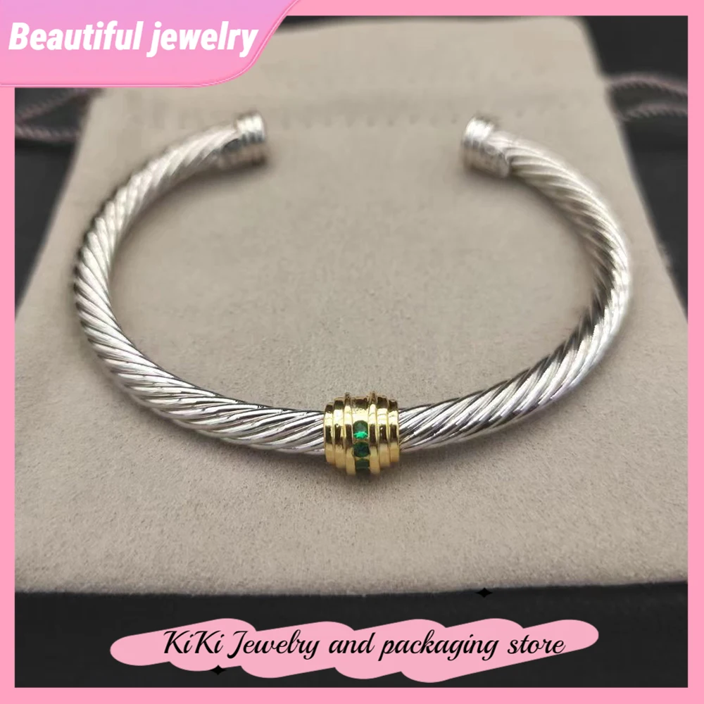 

2026 New Fashionable Green Zircon Elegant Bracelet Valentine's Day Gift for Daily Wear