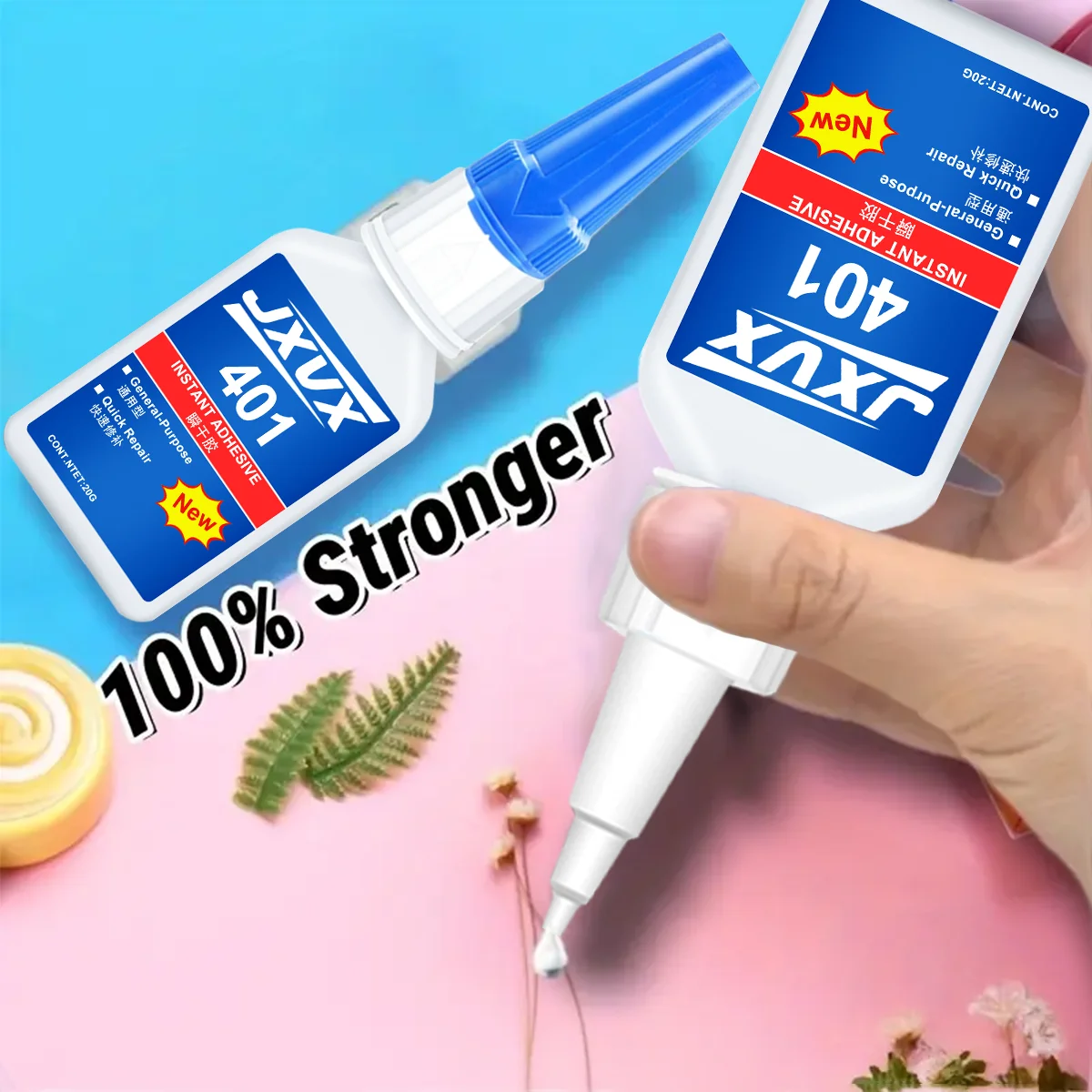 Neuer und aktualisierter 401 Super Acrylate Klebstoff, 5 Sekunden Instant Trocknen, Wasserdichtig, gute Stabilität, Vollklebwerkzeug. Geeignet für Holz, Kunststoff, Keramik, Metall, Gummi usw.