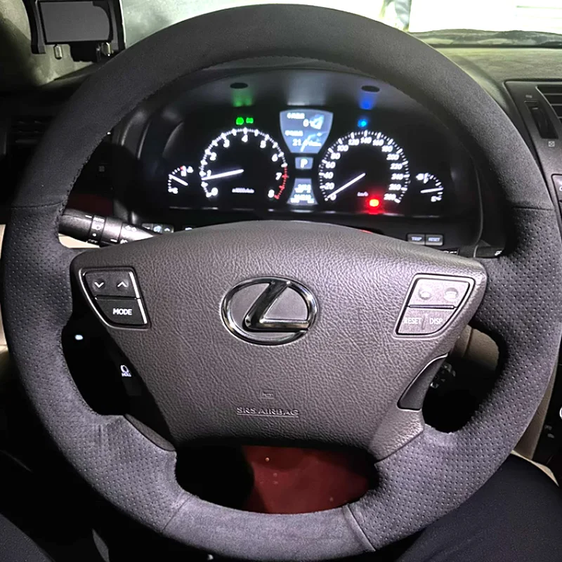 For Lexus Ls460 Lx470 Lx570 2005-2013 DIY Side perforation Suede Car Steering Wheel Cover non-slip Accessory