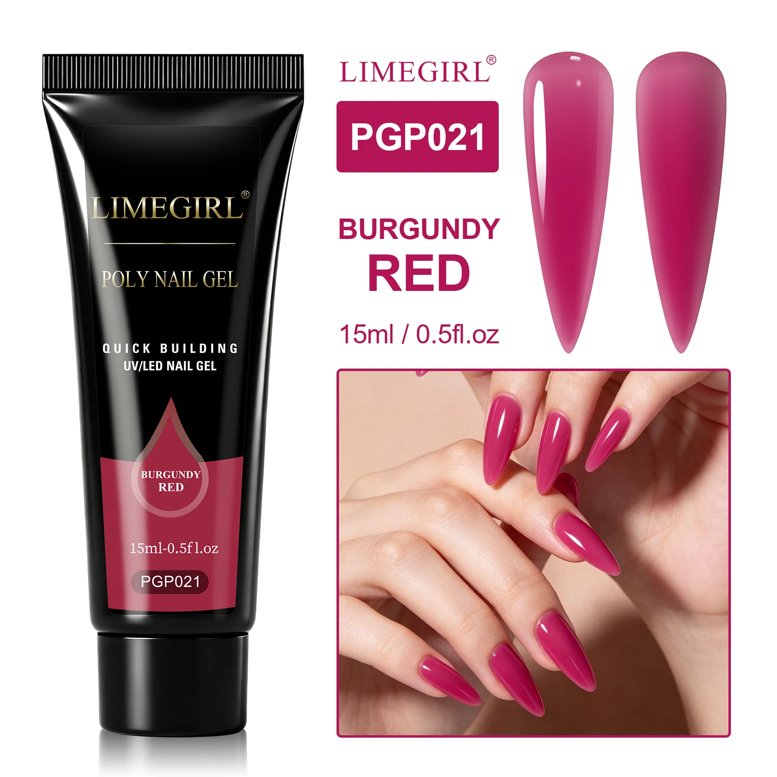 LIMEGIRL 25 Farben Poly-Verlängerungsnagelgel für Nagelkunst, Acryl-Maniküre-Design, UV-Lacke, semi-permanentes, schnelles Verlängerungsgel