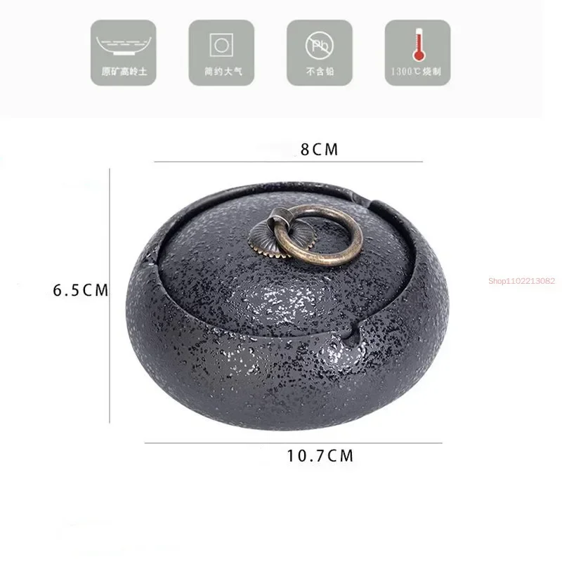 Round Ceramic Ashtray Living Room Anti Fly Ash with Lid Ashtray Cigar Ashtrays Home Decoration Accessories Send Boyfriend Gift view 5