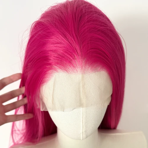 Imagen 2 del producto Peluca con malla Frontal rosa Ashely, pelucas frontales de encaje de 26 ""y 13x4, peluca sintética de fibra larga y recta resistente al calor para Mira Cosplay