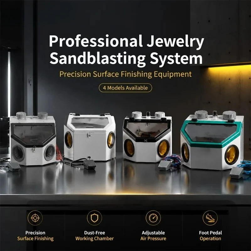 Jewelry Sandblasting Machine Dual Pen Sandblaster Cabinet Precision Surface Finishing Equipment for Goldsmiths Dental Lab