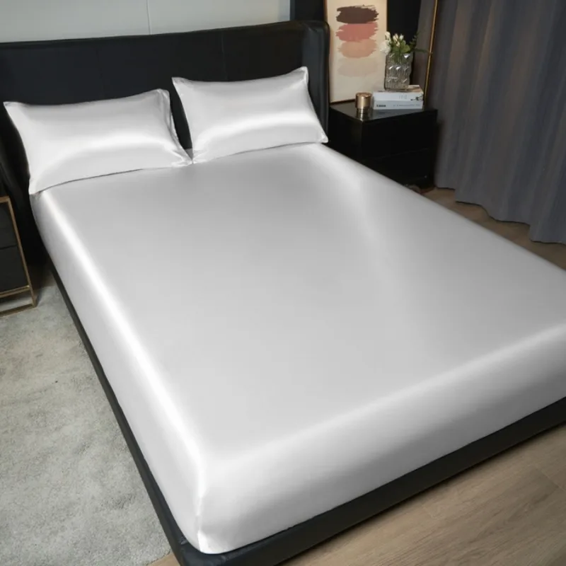 2025 solid color simple and light luxury color Ding bed sheet single piece mattress protective cover without pillowcase