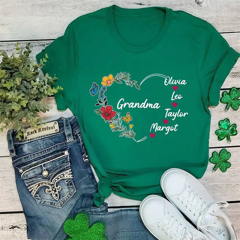 Personalized T Shirts Custom Grandma Shirt Mother's Day Shirts Grandma Shirt With Grandchildren Names