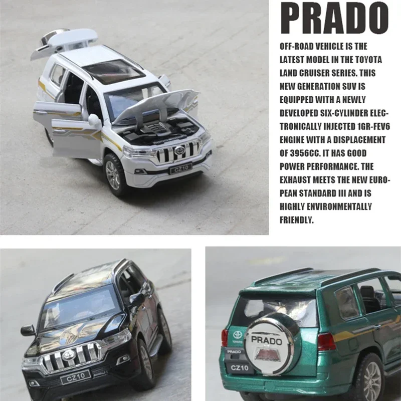 1:32 TOYOTA Prado Alloy Car Model Diecasts Metal Toy Off-road Vehicles Car Model Simulation Sound And Light Collection Gift