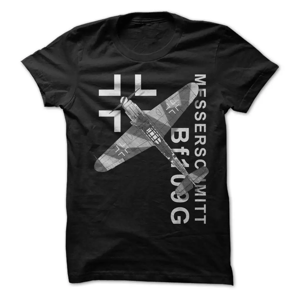 Camisa militar dos aviões messerschmitt bf109g camiseta dos homens do verão t camisa masculina de algodão streetwear harajuku