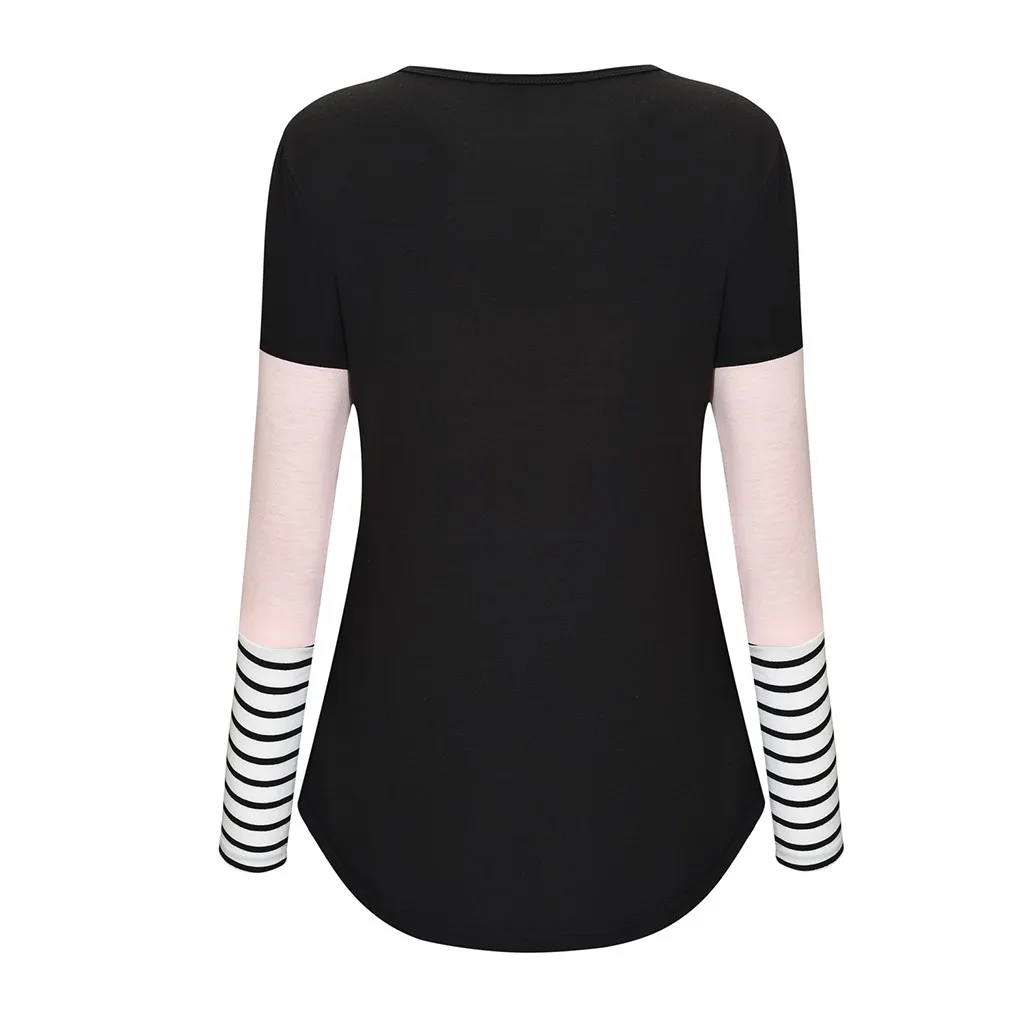 Mode Schwangere Frauen Nähte Farbe Stillen Pflege T Shirts Beiläufige Lose Langarm T Tops Für Mutterschaft – Detail 16