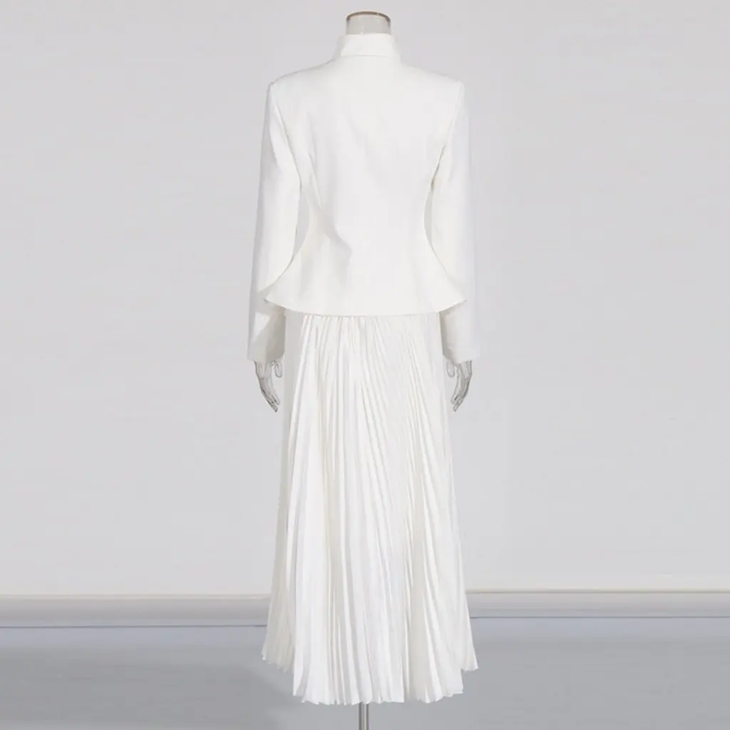 

Элегантный комплект из двух предметов во французском стиле, плиссированная юбка с высокой талией и дизайнерская куртка с вышивкой для женщин