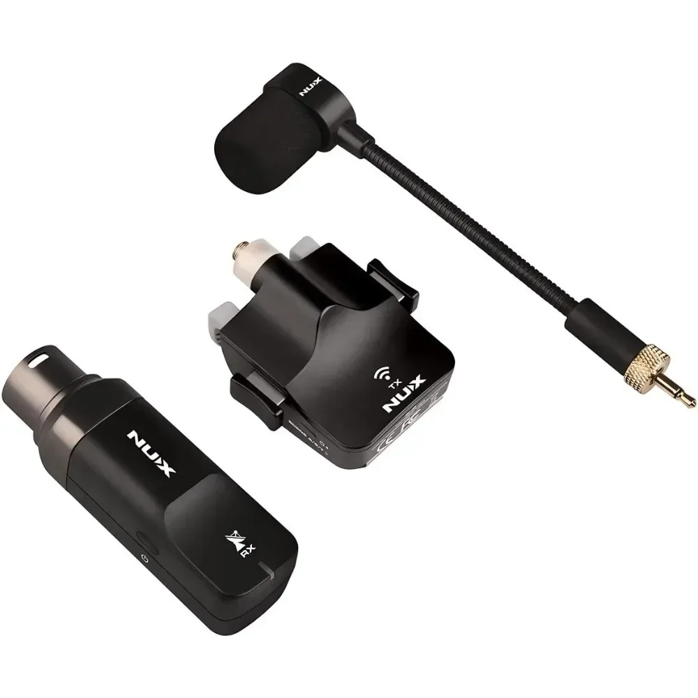 نظام NUX B-6 الساكسفون اللاسلكي مع علبة شحن، نطاق التشغيل 20 مترًا، صوت عالي الدقة 24 بت/44.1 كيلو هرتز، 2.4 جيجا هرتز