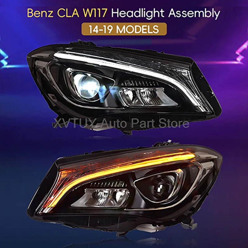 

Фары для Mercedes Benz CLA W117 2014-2019, автомобильные фары, светодиодные фары в сборе, обновление седана, синий стиль, дизайнерские лампы, автоаксессуары