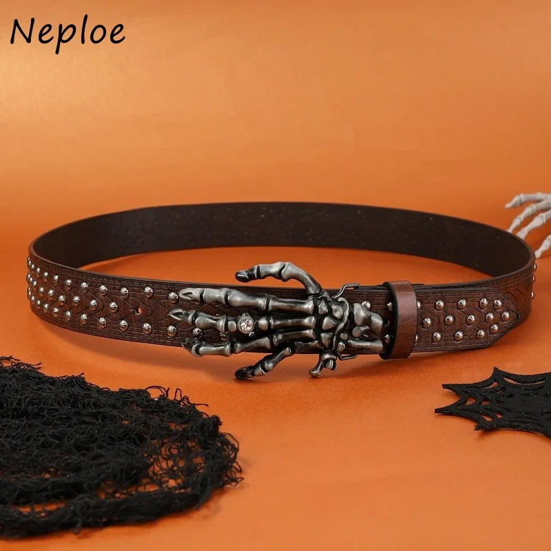 

Neploe American Fashion Skeleton Hand Cinturon Vintage All-match Belt for Women Summer New Sexy Pu Cinturones Para Mujer