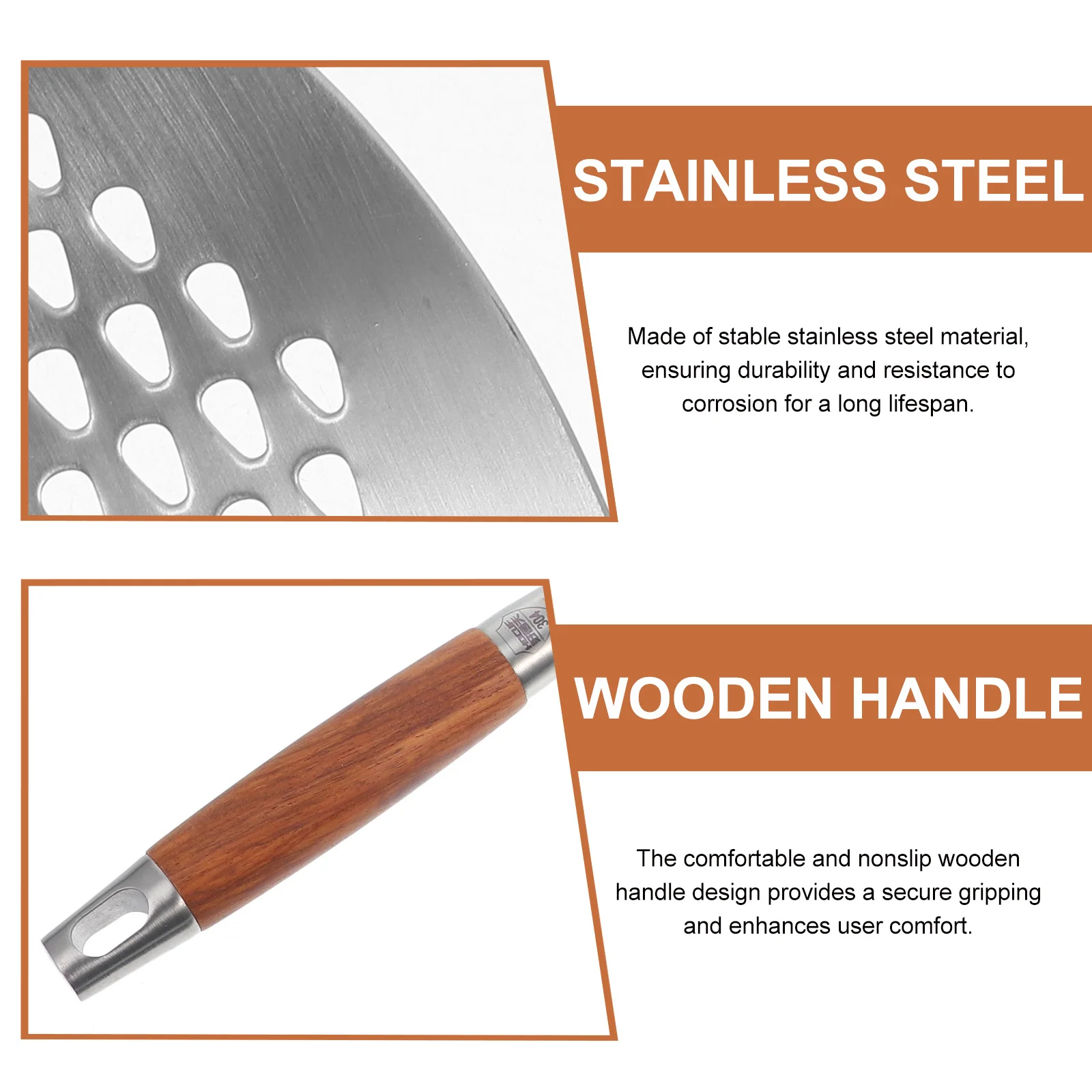 

Stainless Steel Colander Spoon with Wooden Handle Large Slotted Skimmer Ladle for Cooking Strainers Kitchen Utensils Food