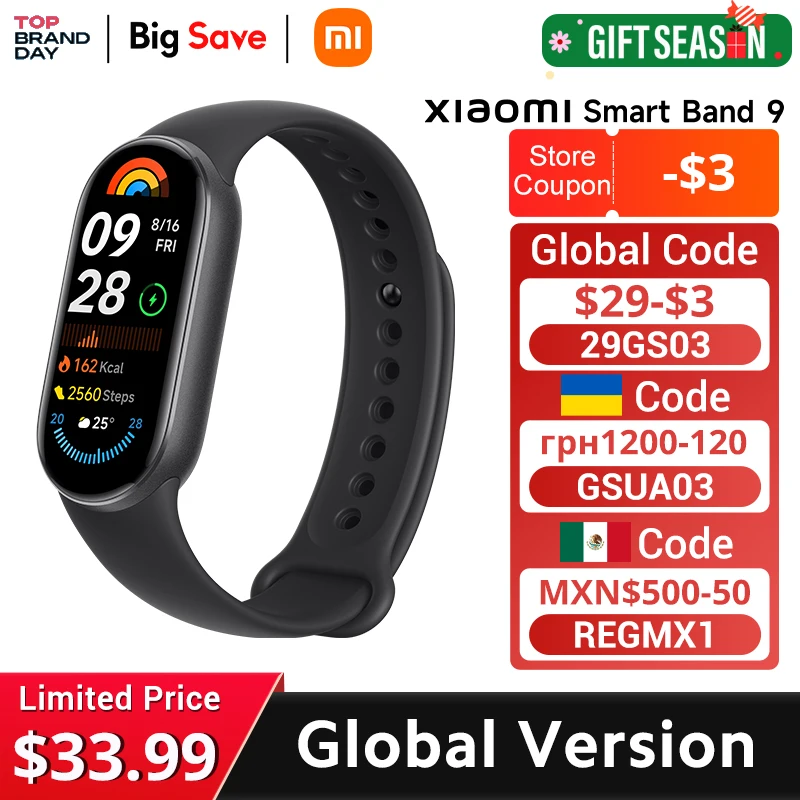 [World Premiere]Global Version Xiaomi Smart Band 9 150+ Sports Modes 1.62\