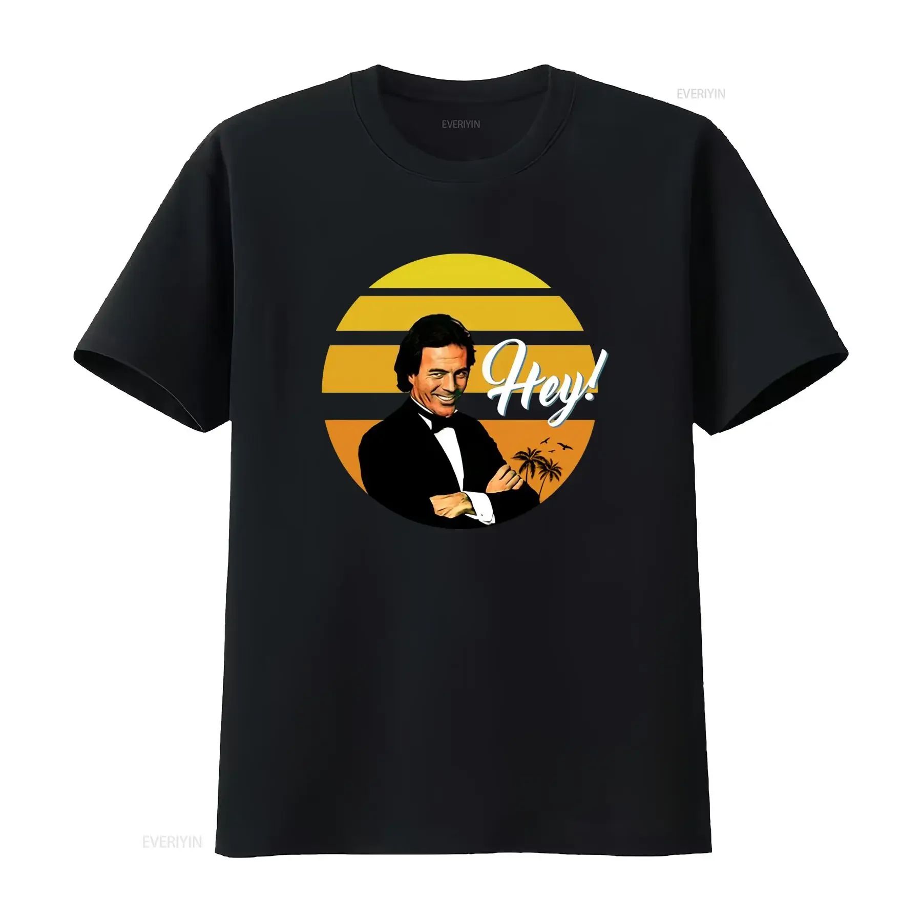 Retro Vintage Funny Hey Meme Julio Iglesias Sunset Palm Tree Print Casual T Shirt vintage Washed streetwear Unisex Comfortable