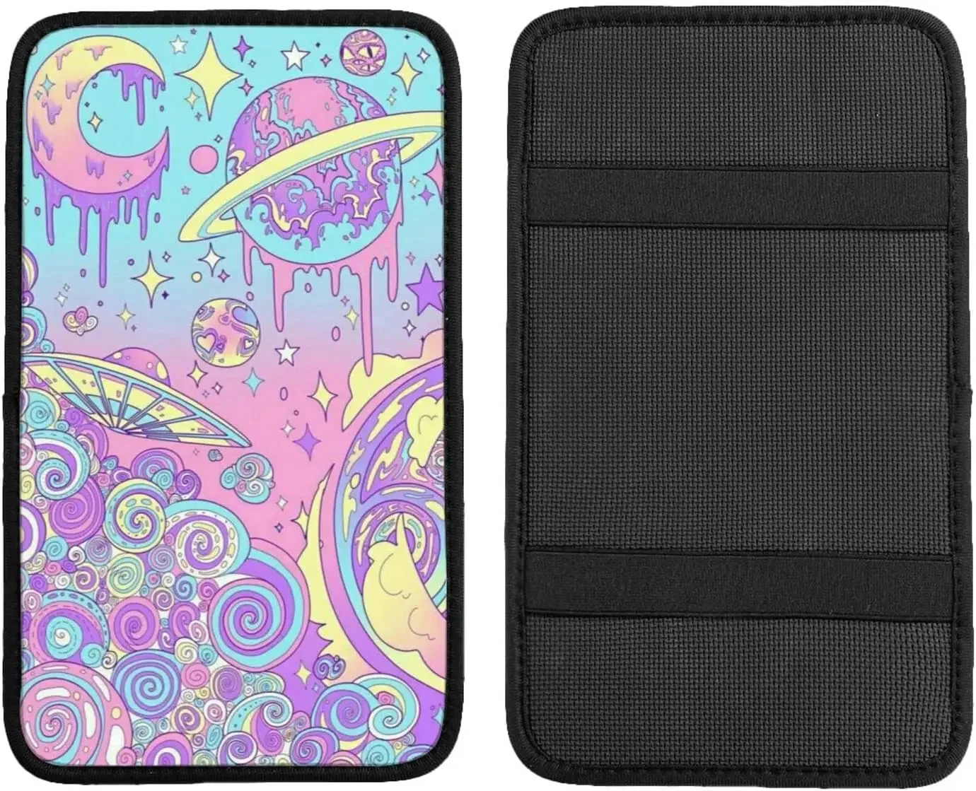 Auto Center Console Pad Psychedelic Planet Outer Space Print, Universal Fit Soft Comfort Car Armrest Cover, Fit for Most Sedans,