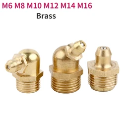 M6 M8 M10 M12 M14 M16 Brass Zerk Nipple Copper Oil Mouth Thread Straight 45 90 Degree Universal Joint Grease Gun Nozzles