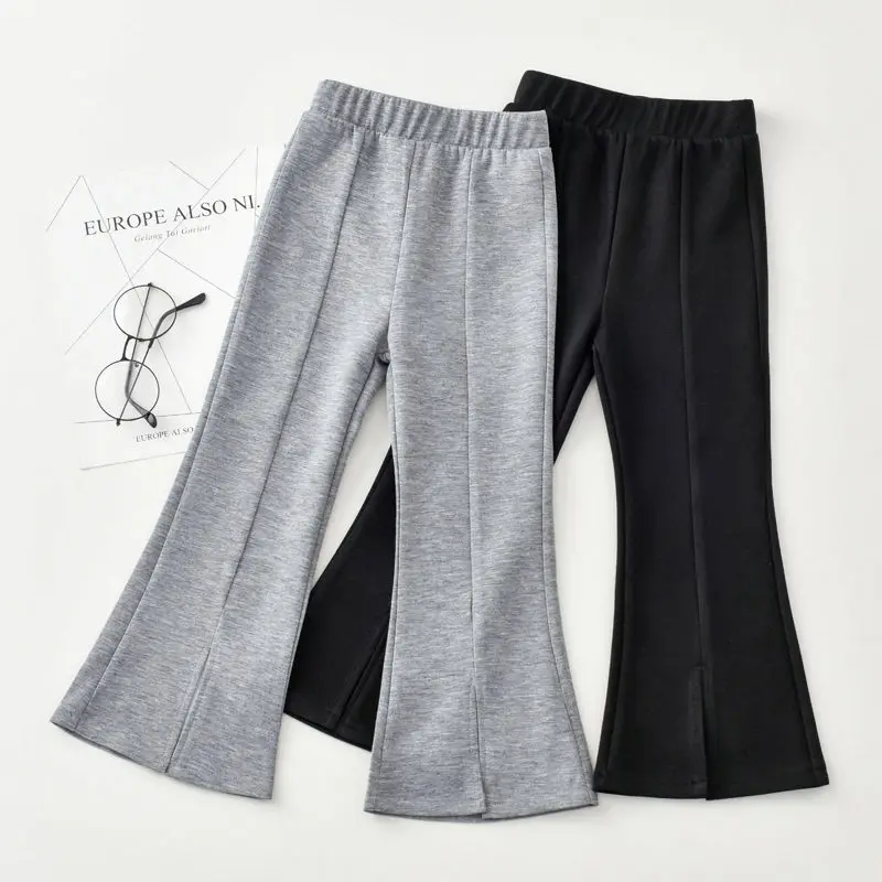 

Girl's Slim Flare Bell-Bottom Pants - Lightweight Spring Autumn Casual Stylish Long Johns for Tweens, Plus Size Kids