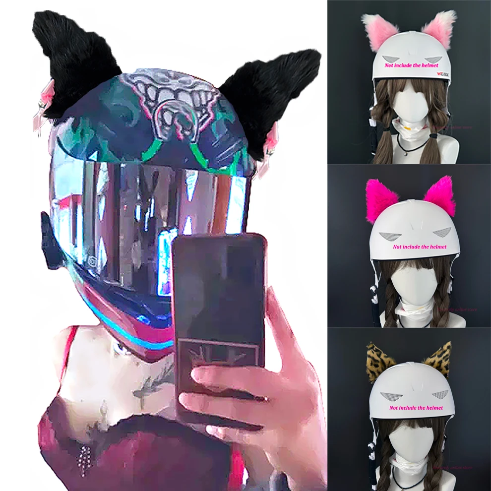 New Motorcycle Helmet Decoration Ears Cute Bunny Decors Moto Riding Skiing Helmet Sticker Accessory Cosplay For Woman Girl Child